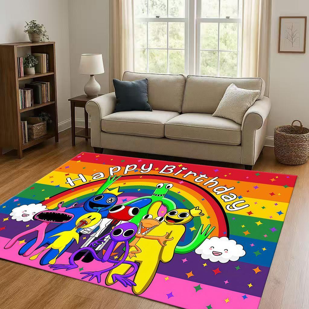 HD R-Rainbow Friends Game Cartoon Living Room Non-Slip Area Rug Carpet for Bedroom Playroom Sofa,Easy Clean Home Decor Doormat