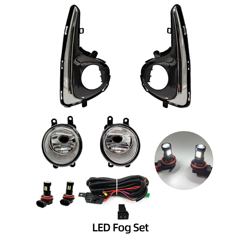 LED Fog Light For Toyota Yaris Vitz US type 2018   with Wires Switch Harness Kit angel eyes Fog lamp cover Chrome