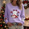 Women's Casual Christmas Print Long Sleeve Neck Pullover Top for Holiday Parties