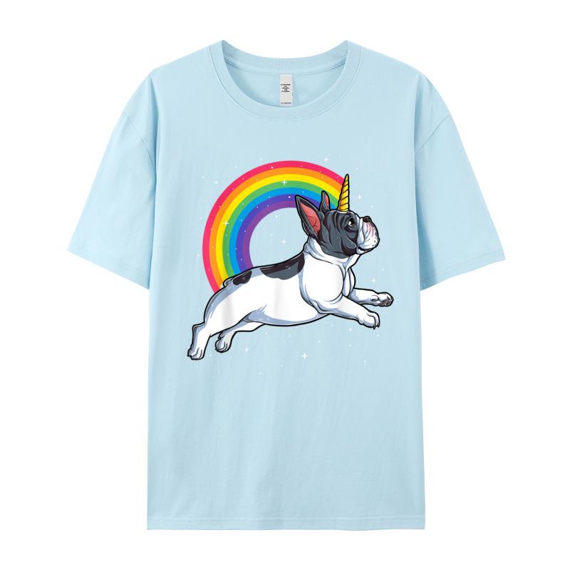 Retro Adult Tshirt French Bulldog Unicorn Shirt Girls Funny Tops Tees Christmas 100 Cotton Oneck Tshirts Short Sleeve