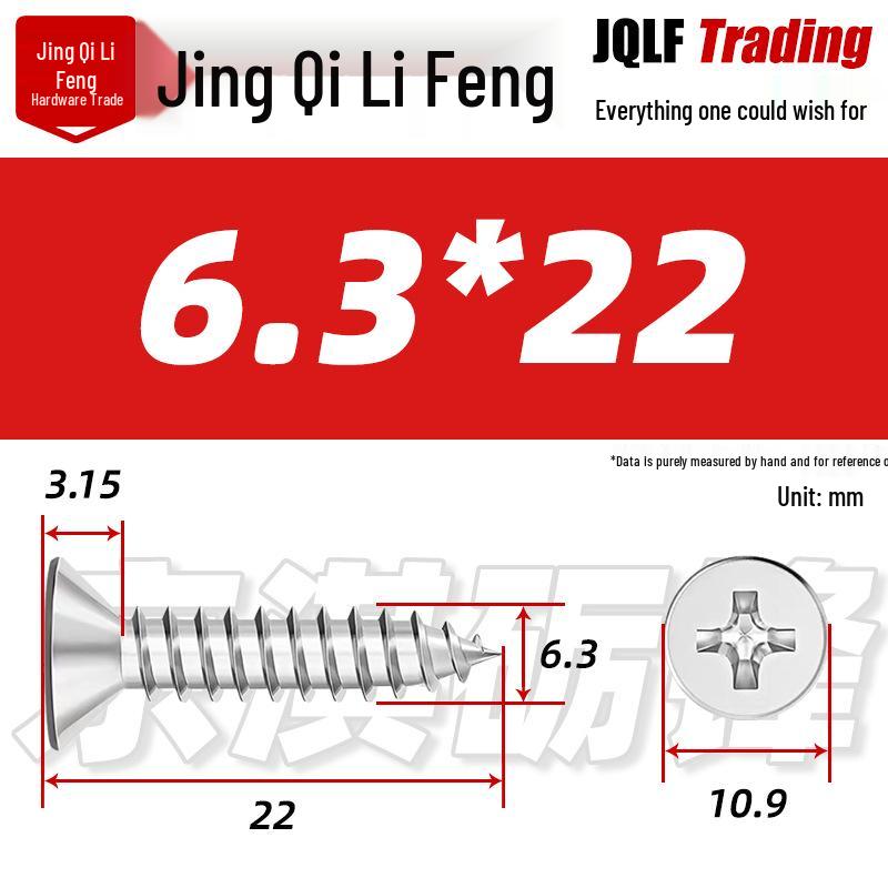304 Stainless Steel Countersunk Self-Tapping Screw for Furniture & Outdoor Construction (GB/T 846)