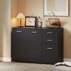 Sideboard, Modern Storage Cabinet with 2 Drawers, 3 Doors and Adjustable Shelves, Black