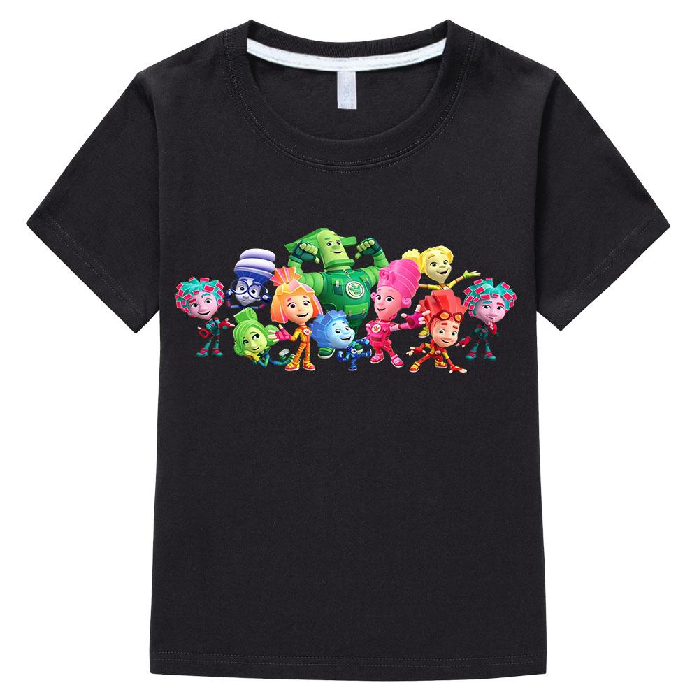 

The Fixies 100% Cotton Children New Tees Cartoon Print T-Shirt Funny Girls Baby Boys Cute Short Sleeve Kids Anime T-shirt Summer Tops 110 чорний