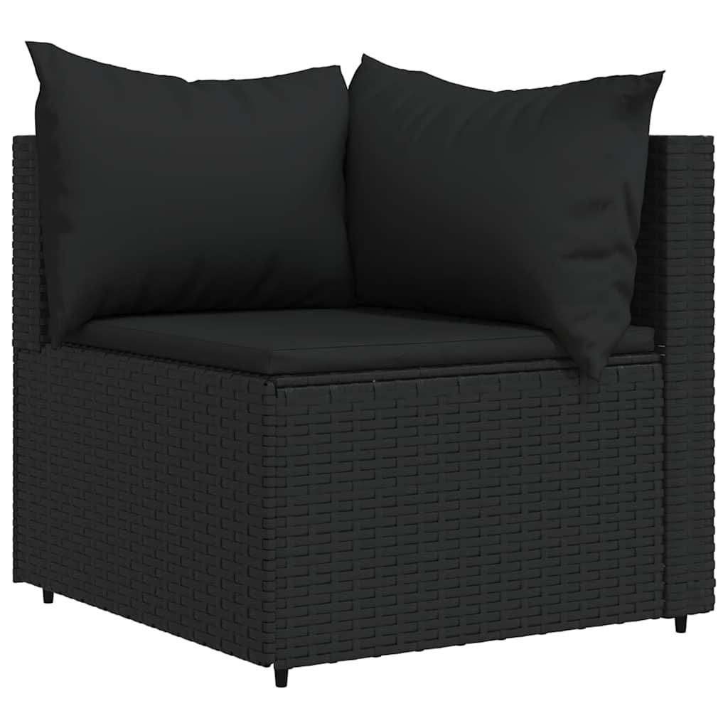 Vidaxl 3-Cz. Garden Lounge Set, Cushions, Black PE Rattan