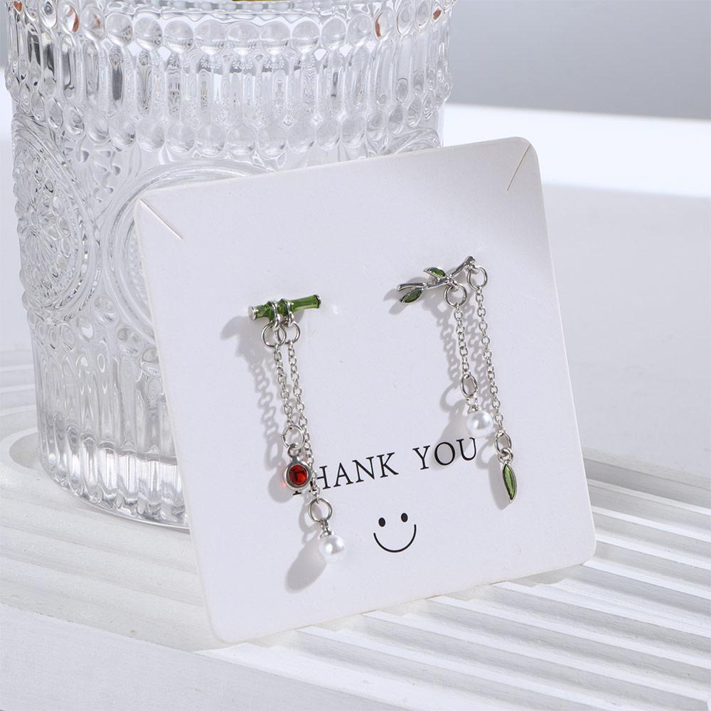 Vintage Women Korean Bamboo Dangle Drop Earrings Pearl Asymmetric Earrings Fashion Jewelry