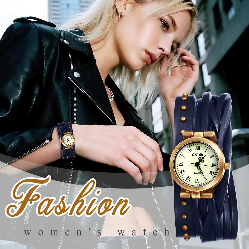 Curea din Piele Naturală Numere Romane Gotice Analog Retro Punk Quartz Reglabil Design Elegant Cadou de Halloween Ceas pentru Femei Cadran Acoperit cu Nituri,