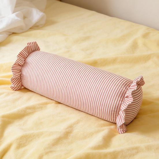 8" x 20" Striped Ruffle Bolster Decorative Pillow Long Cylinder Throw Pillow for Bed Couch Farmhouse Boho Home Decor