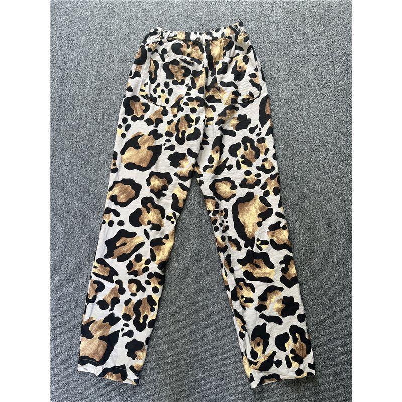 

Foreign Trade Pure Yuan Single German Single Leopard Print Print Woven Women Summer New High Waist Slimming Straight Casual Trousers Coffee 36