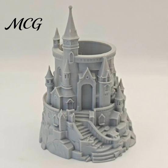 Makeup Brush Holder Castle Shape Pen Holder, 3D Printed Desk Organizer for Pens, Pencils, Desktop Brushes, Decorative Pencil Storage Cup Home