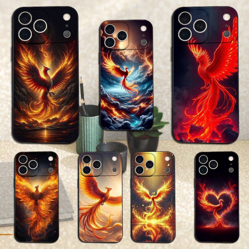 Cool Phoenix For iPhone 12,16,11,14,15,17,13,X,Mini,SE,Max,8,7,XR,XS,Plus,Pro,Soft Silicone Black Case