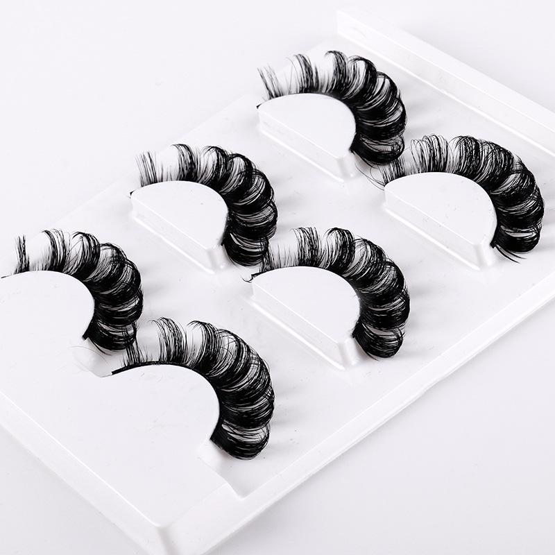 Roll 3 Pairs Of Chemical Fiber False Eyelashes Simulation Curled Thick Eyelashes