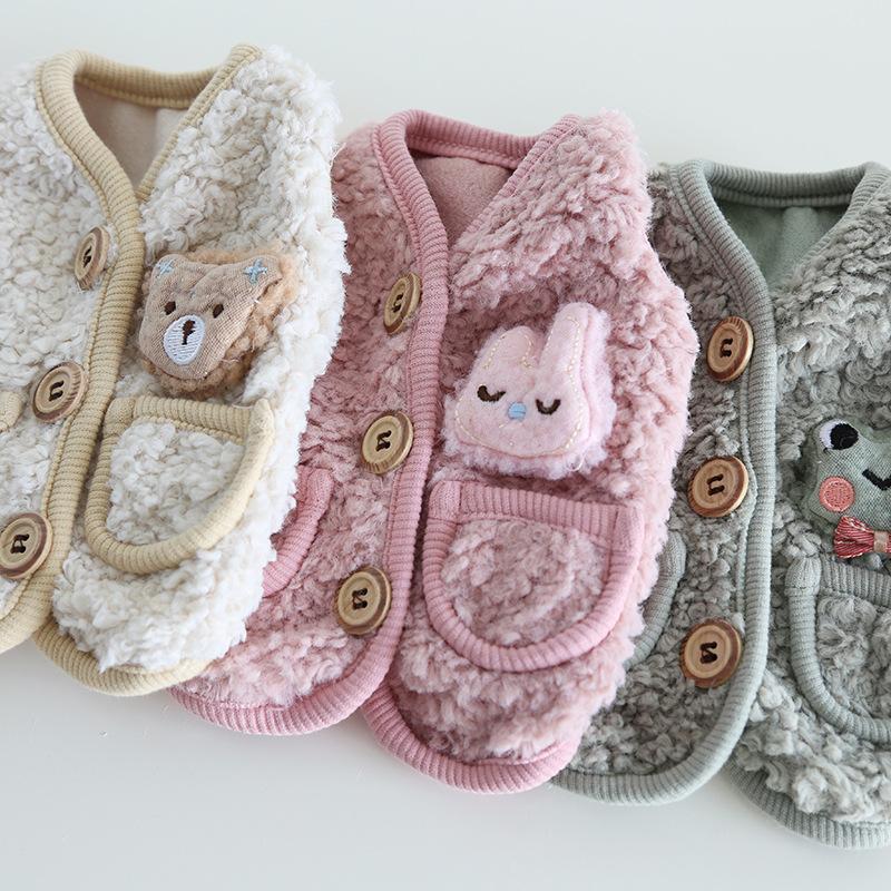 Cartoon Animal Velvet Vest Autumn and Winter Teddy Cat Clothing Pet Clothing Dog Clothing Dog Accessories Designer Dog Clothes
