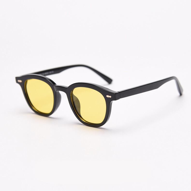 Korean Yellow Round Frame Black Sunglasses Women S Retro Personalized Sunglasses Trendy Transparent Marine Sunglasses