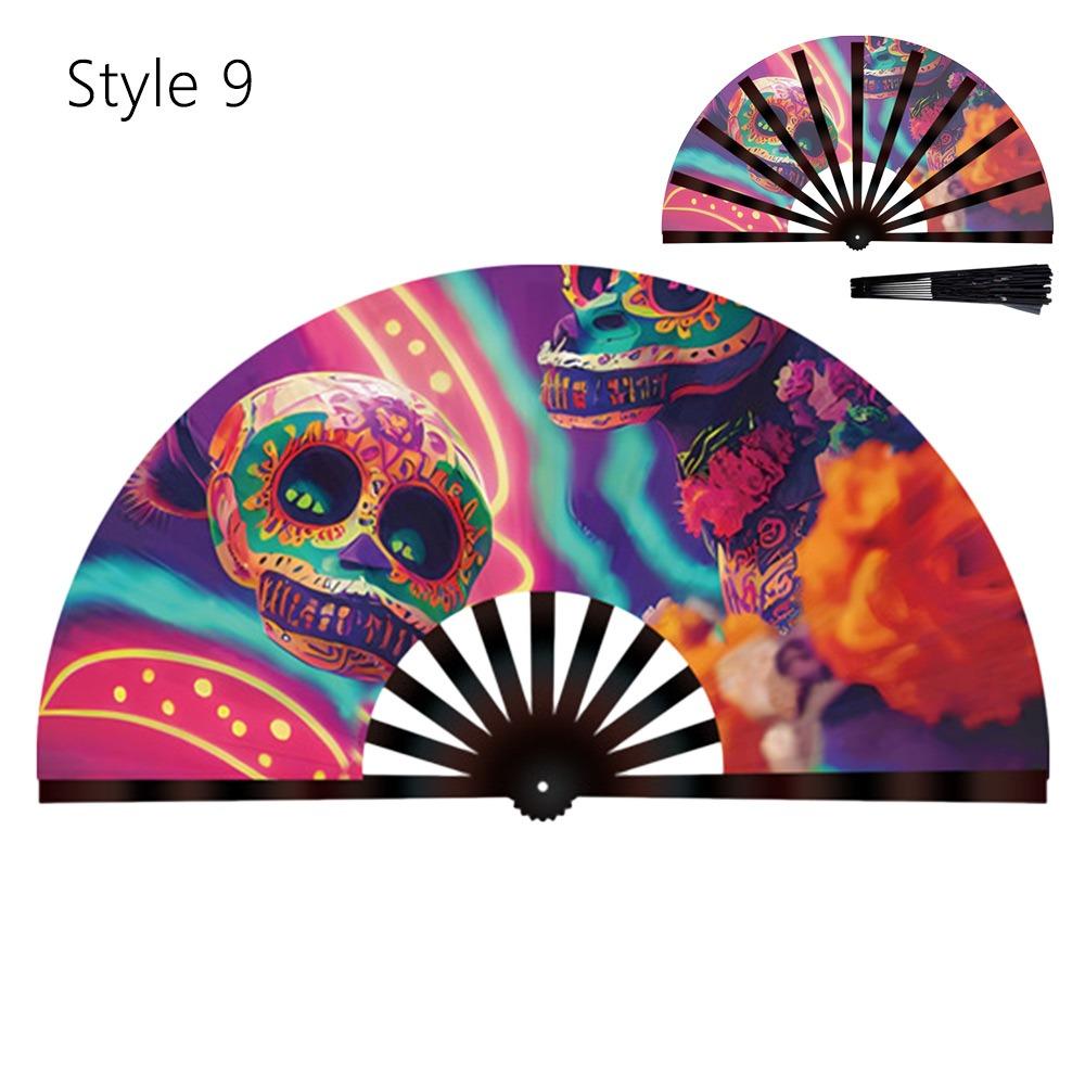 Ten Inch Fluorescent Fan UV Glow Lightweight Tai Chi Fan Stage Performance Dance Foldable Kung Fu Folding Fan