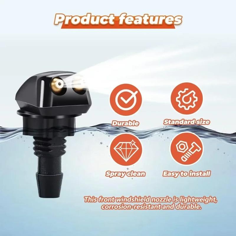 2PCS Car Windshield Wiper Washer Spray Nozzle Fits Most Car Models Car Dual Holes Windshield Washer Nozzle Water Spray