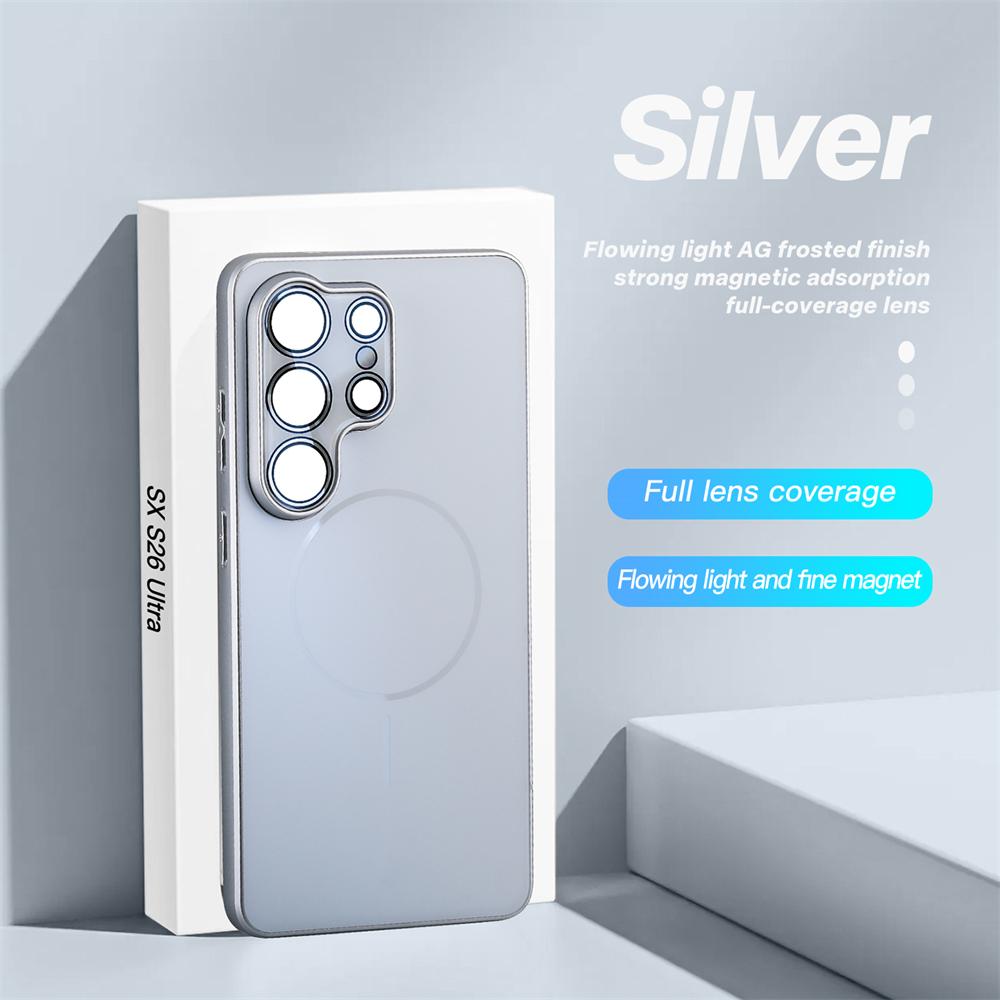 For Magsafe Ultrathin Magnetic Phone Case For Samsung Galaxy S26 Ultra S25 Ultra Plus Wireless Charge Metallic Paint Back Cover