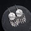Retro Tibetan silver fringed earrings women's long temperament versatile earrings fashion personality vacation earrings