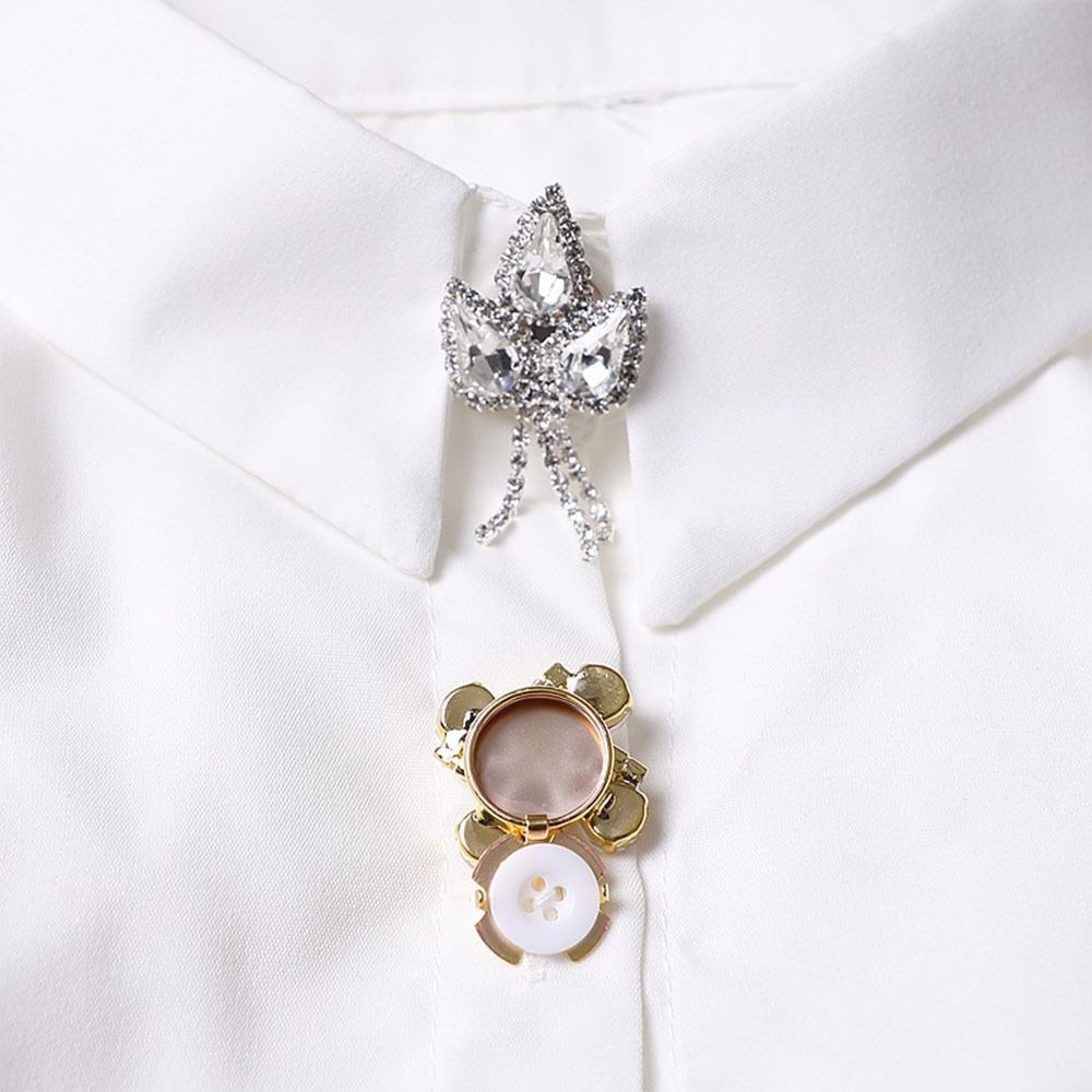 Flower Rhinestone Button Cover Alloy Detachable Clip-On Button  for Shirt Tuxedo Accessories