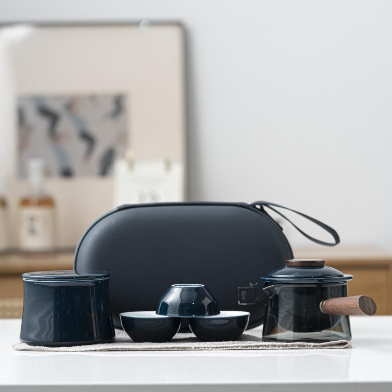 Portable Ceramic Tea Set: Quick Cup, One Pot, Three Cups - Perfect for Travel and Outdoor Use