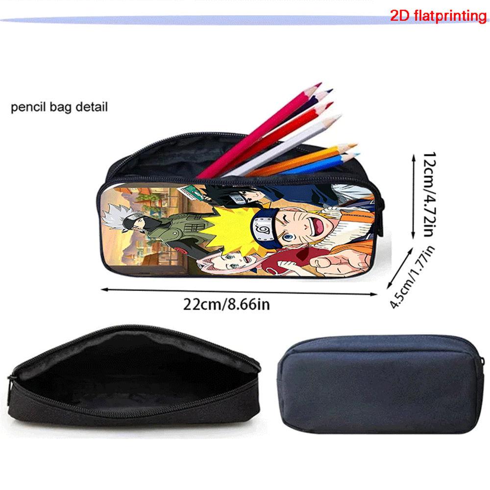 3Pcs Set School Backpack with Front Pocket, Crossbody Bag & Pencil Bag, Cartoon NARUTO, Lightweight for Boys & Girls Ages 6-10