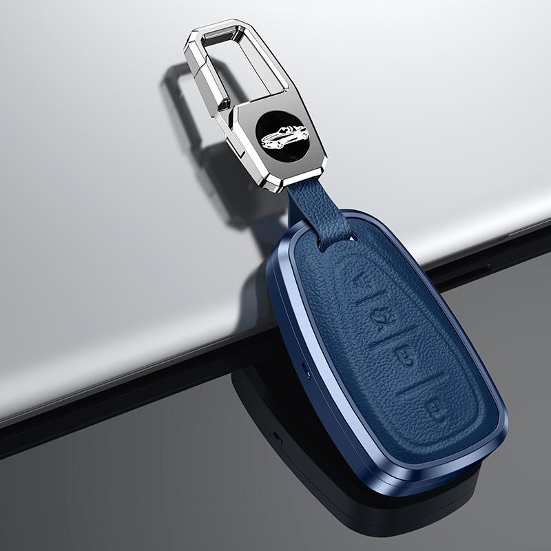 Aluminum Alloy With Leather Car Key Cover Case Bag For Chevrolet Camaro Malibu Traverse Blazer Equinox 2019 Cruze XL8