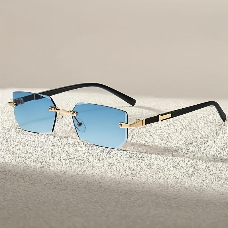 Frameless Rectangular Fashion Glasses for Men & Women Classic Lightweight Summer Eyewear for Casual & Formal Outfits