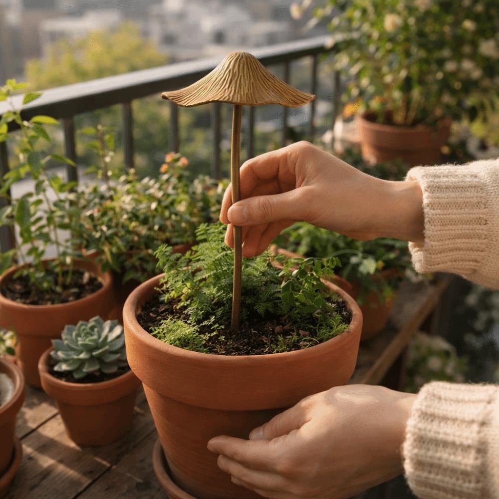 2PCS Handmade Mushroom Garden Stake Retro Style Mushroom Ornaments Rusty Mushroom Plaque  Yard