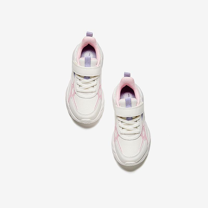 Anta Kids Synthetic Leather Trendy Versatile Lightweight Shock Absorbing Low Top Running Shoes Kids sneaker White Pink Purple A22449977N-1