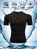 Men's Compression Shirt Quick Dry Navy Blue Gym T-Shirt Red Mystical Symbol Print Workout Sportswear