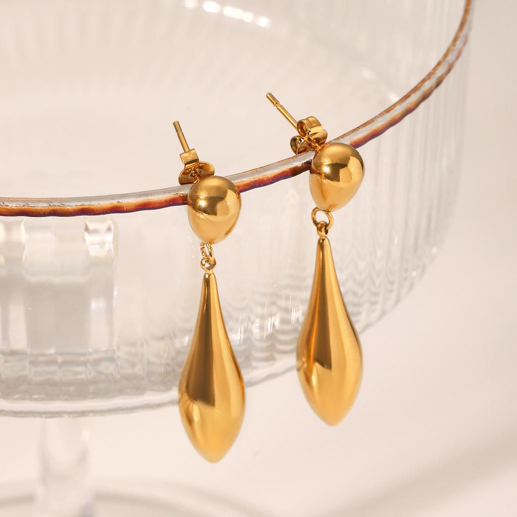 Phoenix Trendy Fashionable Personality 18K Gold Plated Stainless Steel Teardrop Earrings for Women, High-end Ins Style