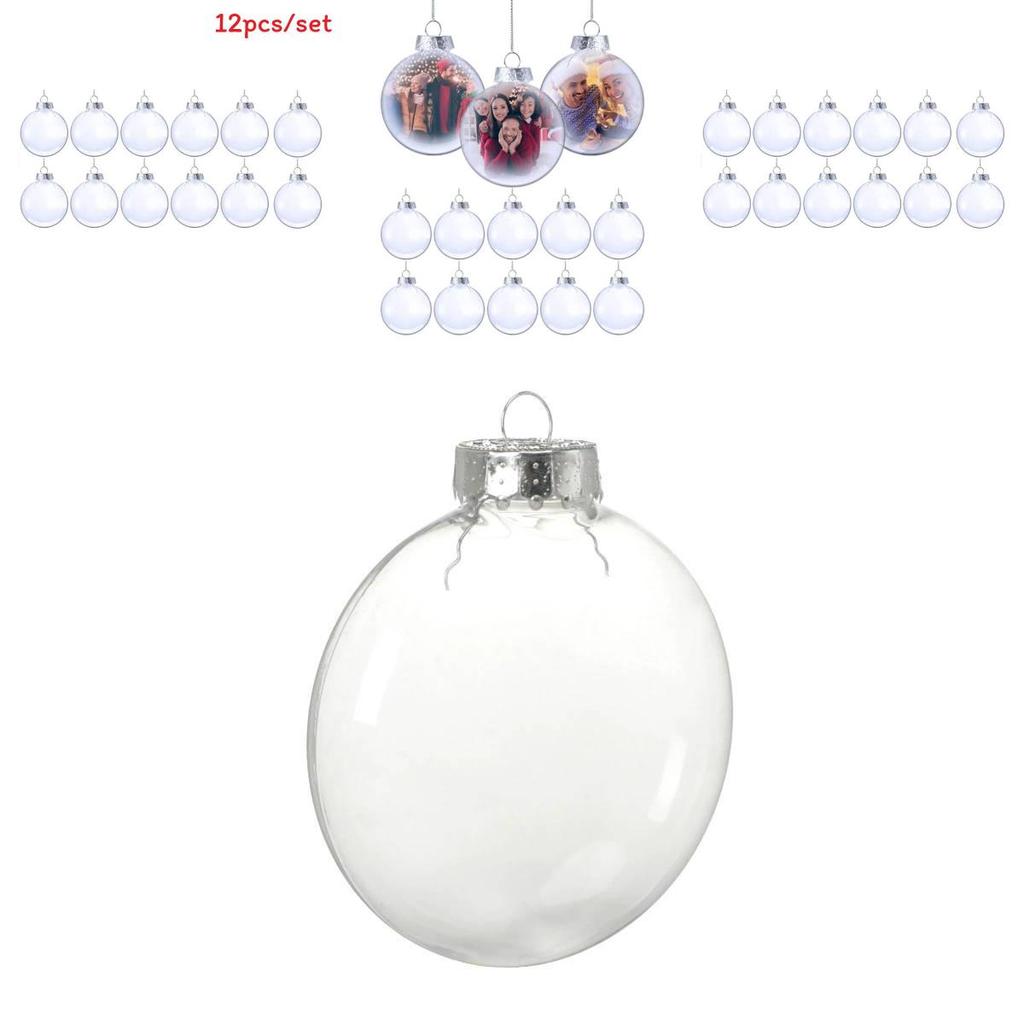 Christmas Ornament Ball With Modern Art Style In 6cm Transparent Plastic For Holiday Decor