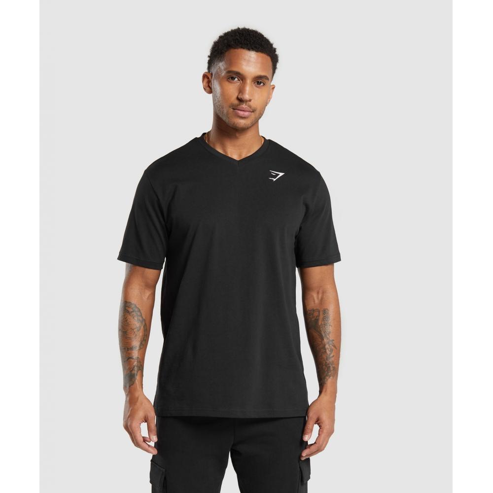 

Футболка GYMSHARK Crest с V-образным вырезом, черная A7A3Q BB2J XS