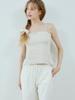 Double Hips Lace Rose Sleeveless Blouse (Beige)