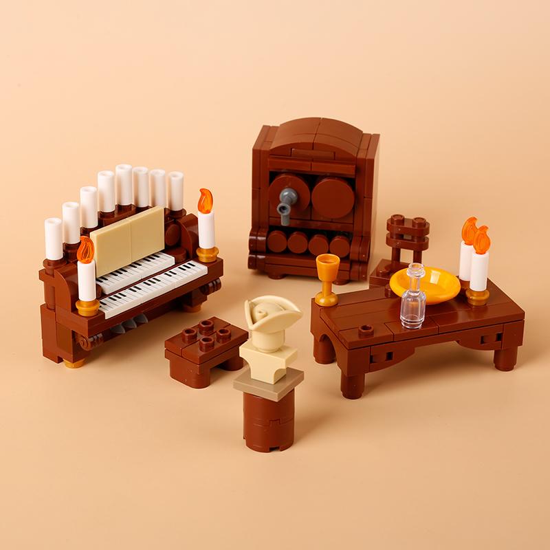 MOC Notice Board Building Block Set Bee Farm Fountain Bonfire Stove Medieval Town Street View Water Wall Bridge Road Sign Brick Toy