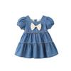 Mädchen Jeans Kurzarm Kleid Alter 1-5 Jahre Lässig Baumwolle A-Linie Sommerkleid Für Kinder