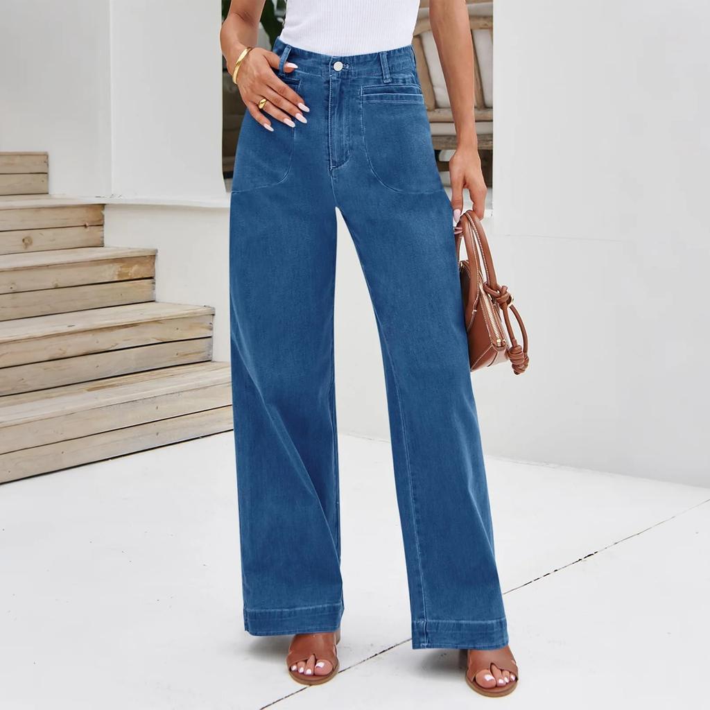 Ladies' Retro Straight Leg High Waisted Jeans