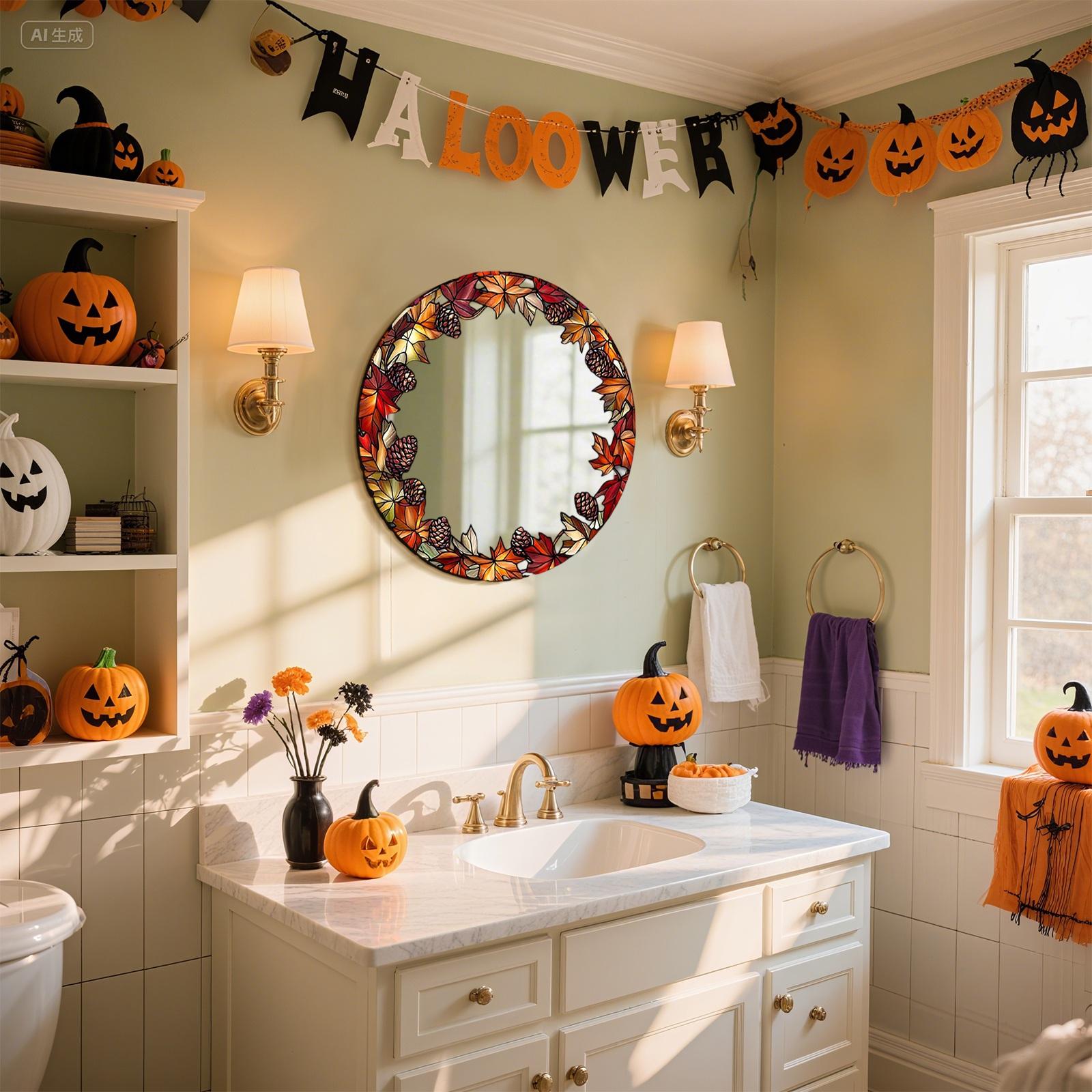 

Halloween Decorative Mirror Stickers For Bedroom And Bathroom Walls, No Need For Drilling, Wall-mounted Festival Decorations. One Size