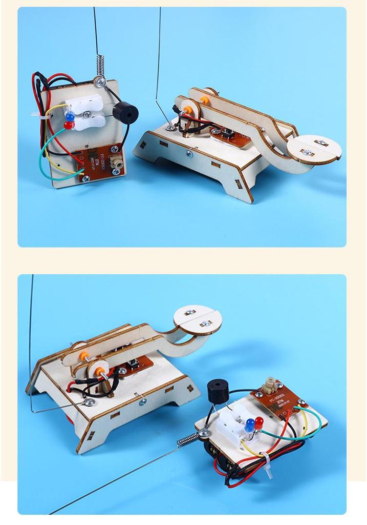 DIY Wireless Transmitter Educational Toy for Ages 7-14, Wooden Interlocking Experimental Kit
