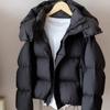 Giacca Imbottita Corta da Donna Invernale Calda con Imbottitura in Cotone Taglio Ampio con Cappuccio Capo d'Abbigliamento da Esterno Uso Quotidiano