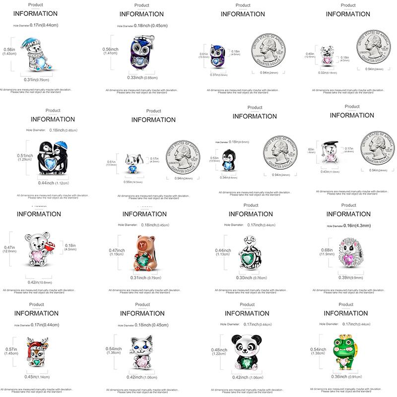 Copper Frog Fox Etc Heart-Shaped Gemstone Decoration Charms Fit Original Bracelet Women Jewelry Girl Making Beads