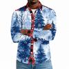 Men's Casual Long Sleeve Shirt with Christmas Print for Spring and Everyday Wear