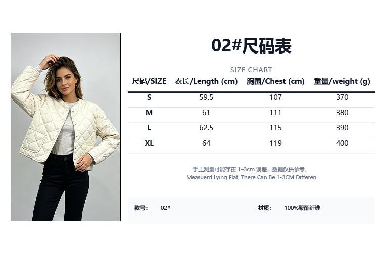 European and American style rhombus light cotton-padded clothes women's new autumn and winter casual lapel warm jacket