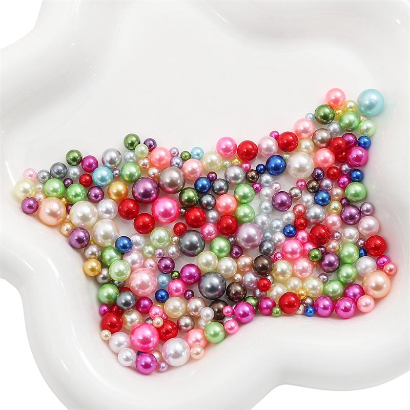200Pcs No Hole 3-8mm Colorful ABS Round Imitation Pearl Beads for DIY Jewelry Craft Making Home Decoration Art Faux Pearls for Vase Fillers