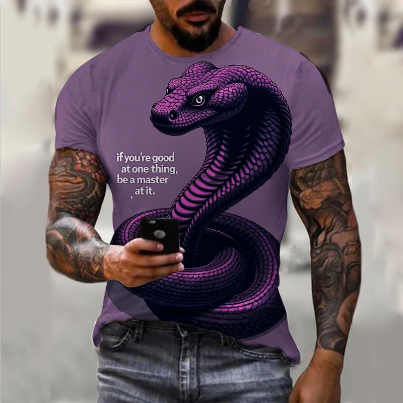 Men's Snake Patterned Breathable T-shirt