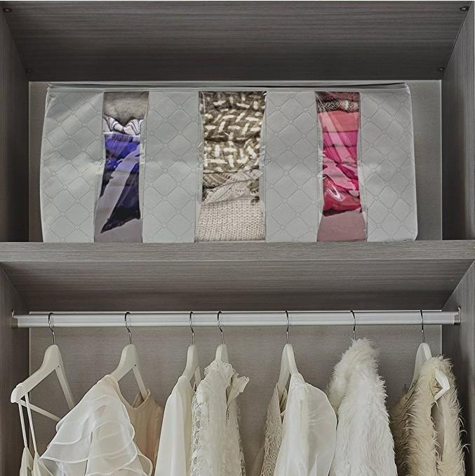 Nonwoven Fabric Blanket Storage Bag With Sealed Closure For Bedroom And Travel Organization