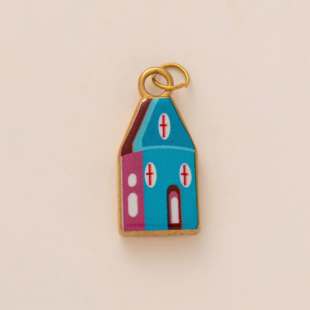 Elegant Floral House Print Pendant; Ideal for DIY Jewelry Projects, Necklace, Earring Accessories.