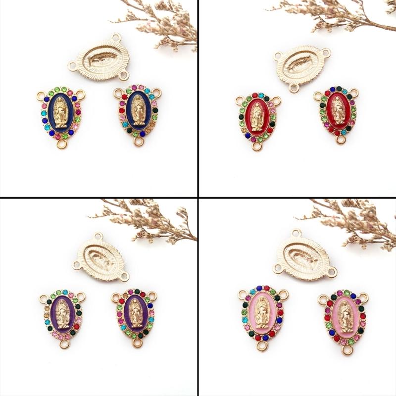 Virgin Mary Charms for Jewelry Making Enamel Mix Color Rhinestones Pendants for Jewelry Necklace Bracelet Making