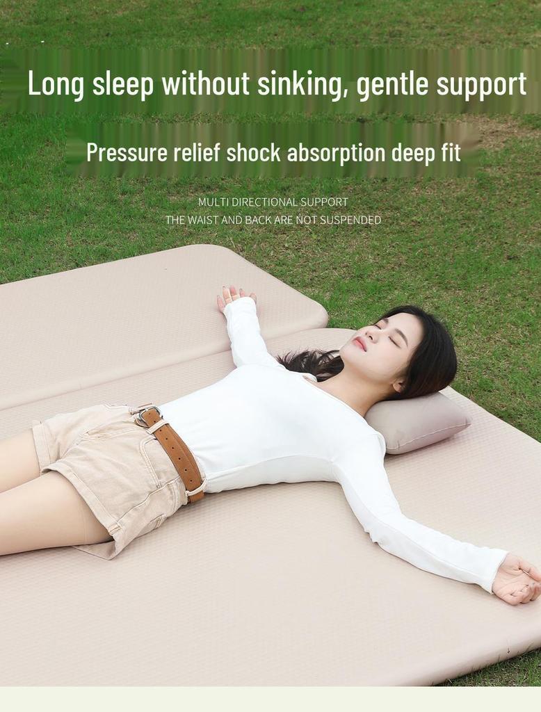 Foldable Inflatable Camping Mattress - Thickened PVC Floor Mat for Outdoor Use