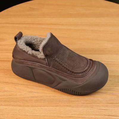 Winter Round Toe Loafers Cow Suede Slip-on Women's Shoes On Sale 2024 Fashion Sewing Novelty Flats Sapatos Baixos Femininos