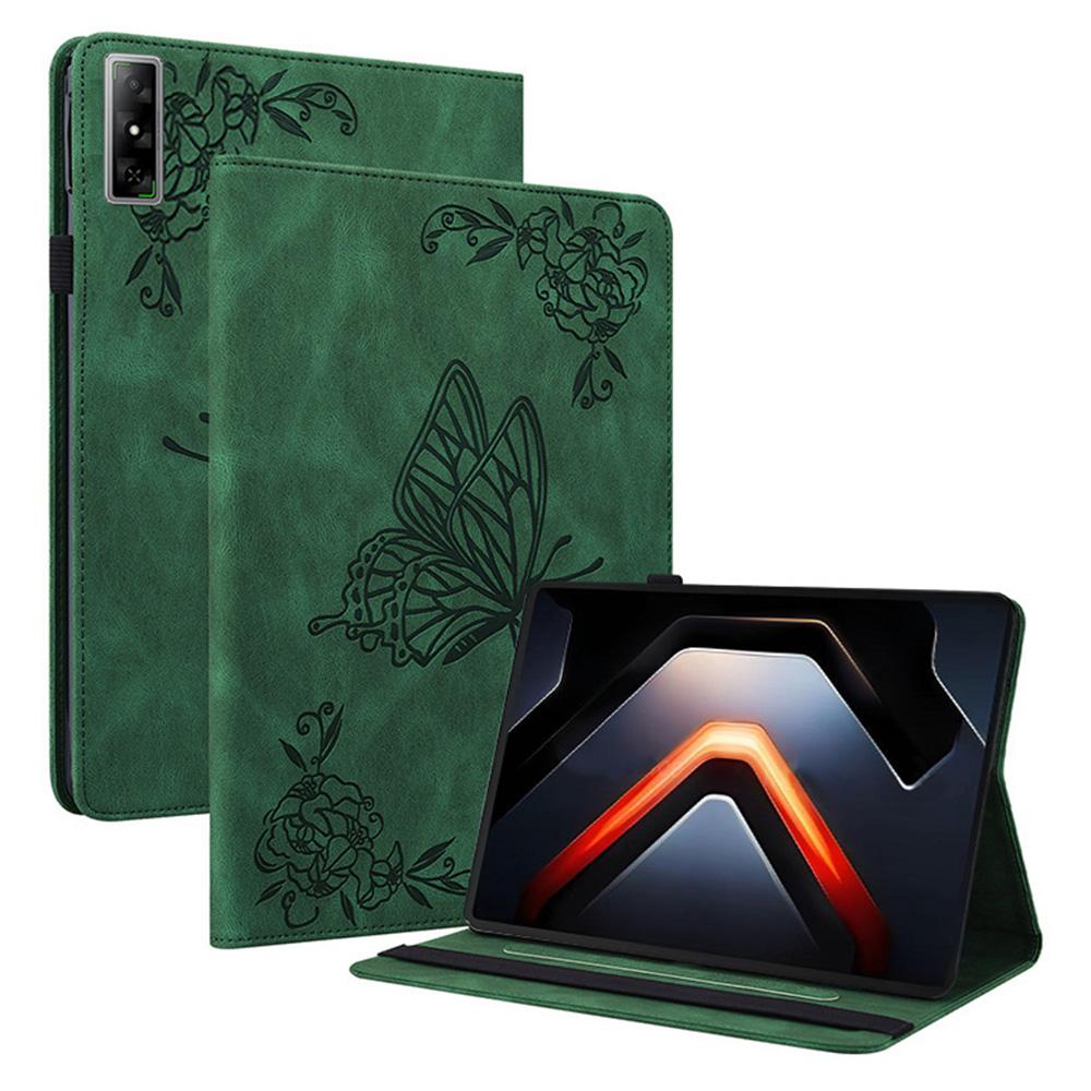 

Чехол для Infinix Xpad GT из ПУ кожи с оттиском бабочки и цветка, чехол-книжка для планшета с отделениями для карт Green